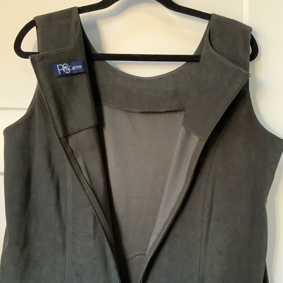 Vintage PS Career Green Velvety Sleeveless Dress Size 18 - Picture 2 of 5